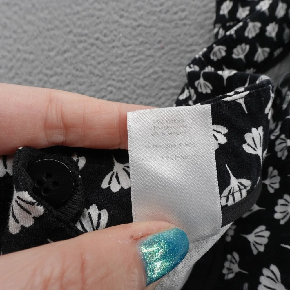 Talbots Floral Print Pants Black White 10P‎ Womens Stretch Cropped Trousers - Picture 15 of 16